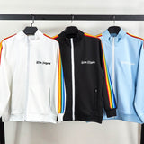 Palm Angels Sweatshirts Colorful Stripes Men and Women Baggy Coat Retro Sports and Leisure