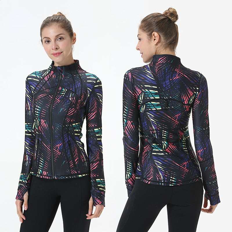 BBL Jacket Yoga Jacket Women's Skinny Print Jacket Top Zipper