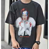 Marilyn Manson T Shirt Vintage Tee Vintage Print Distressed Short Sleeve T-shirt