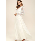 Women Lace Wedding Dress Slim Wedding Dress Lace V-neck Fashion Dress