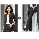 Women Autumn Uniform Designs Formal Style Office Lady Bussiness Attire Work Suit Blue Suit Work Clothes Leggings