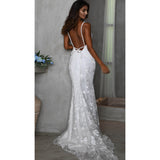 Women Lace Wedding Dress Dress Deep V Strap Formal Dress