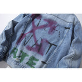Men's OW Fashion Brand Arrow Distressed Denim Coat jacket