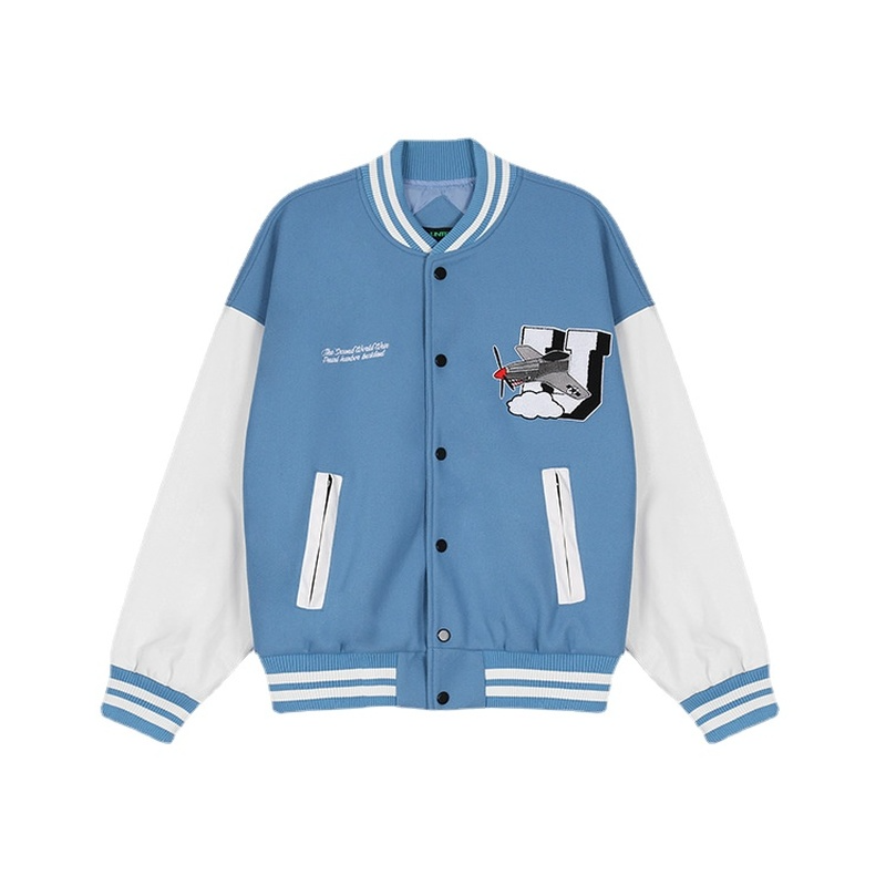 Brown Cropped Varsity Jacket Autumn and Winter Baseball Uniform