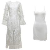 Olivia Wilde Dress Banquet Party Evening Dress Lace Embroidery Tassel Dress Two-Piece Set