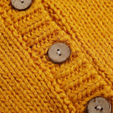 Girl Cardigan Sweaters Yellow round Neck Single-Breasted Sweater Coat Embroidered Solid Color Cardigan