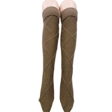 Winter Thick Knit Thigh High Socks Long Stockings Boot Wool Stockings Big Diamond Reverse Port Bunching Socks