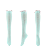 Winter Thick Knit Thigh High Socks Long Stockings Boot Lace Button Bunching Socks Hollow Knitted