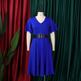 Nina Parker plus Size Dresses Bell Sleeve Solid Color plus Size Dress