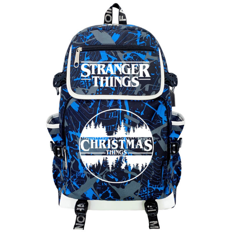 Stranger Things Backpack Printed Backpack USB Charging Schoolbag Computer Bag
