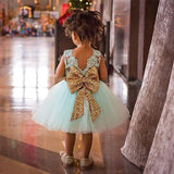 Toddler Girls Sequin Gown Dress Summer Sequins Big Bow Children Shirt Girls' Lace Sleeveless