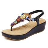 Fancy Sandals Summer Beach Bohemian Vintage Beaded Wedge Plus Size Sandals