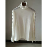 The Rock Turtleneck Rock Style Decorative Rivets Half Turtleneck Wool Cashmere Blended Knitted Bottoming Shirt