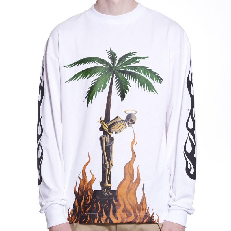 Palm Angels Hoodie Flame Skull Letter Long Sleeve T-shirt Men 'S Loose