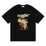 Rhude T Shirt Hip Hop Men and Women Couple Loose Casual