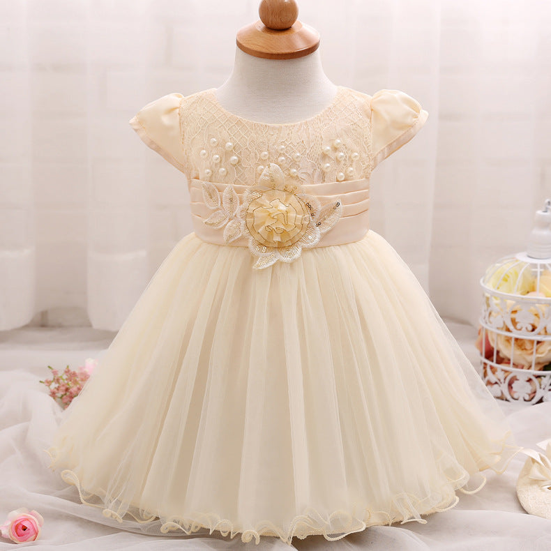 Toddler Girls Sequin Gown Dress Lace Children Shirt Summer Sleeveless Toddler Bright Beads Children's Dress