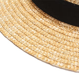 Top Hat Summer Wheat-Straw Hat Flat Top Hat Traveling Sun Hat
