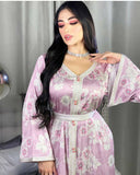 Muslim Women Stylish Kashibo Abaya Muslim Ladies Long Gown Islamic Clothing Jilbab Jalabiya Pink Purple Stitching Dress