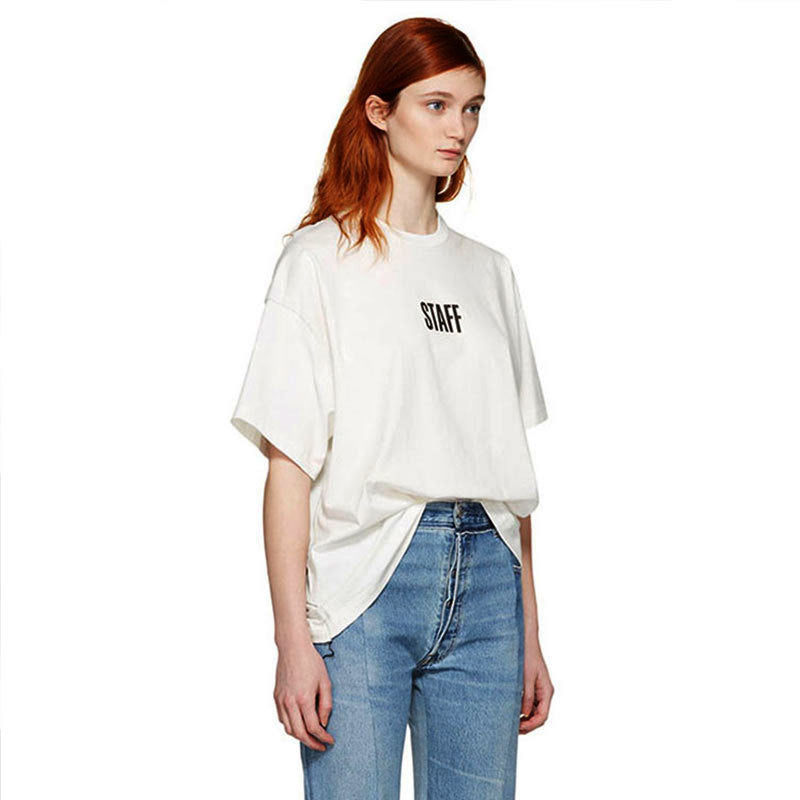 Summer Loose T-shirt Letter Print Casual Short Sleeve White Top