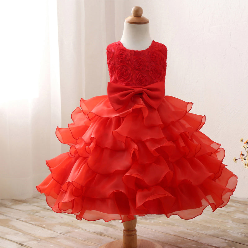 Toddler Girls Sequin Gown Dress Wedding Dress Multi-Layer Mesh Bubble Skirt Girls Costumes