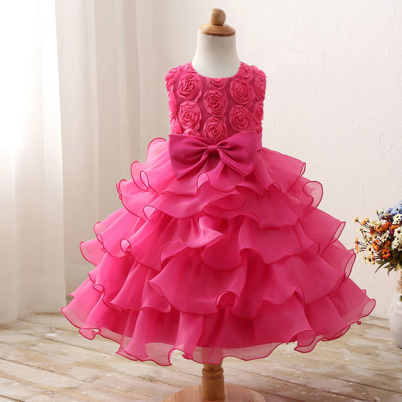 Toddler Girls Sequin Gown Dress Wedding Dress Multi-Layer Mesh Bubble Skirt Girls Costumes