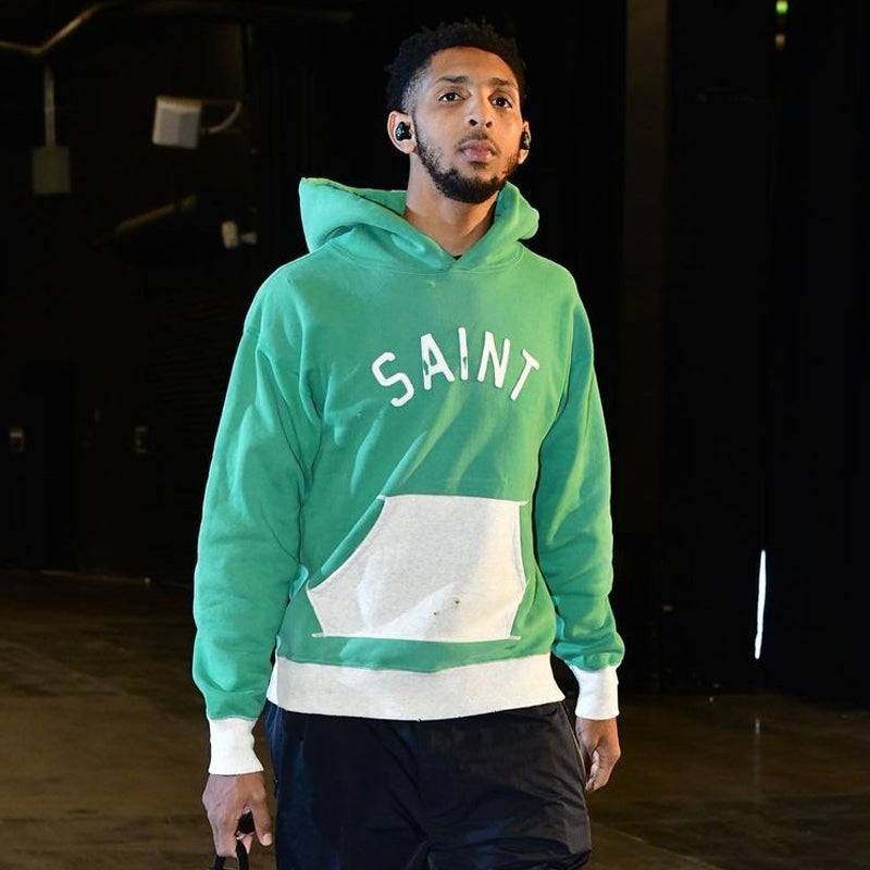 Saint Michael Hoodie Color Block Embroidery Loose-Fitting Hoodie