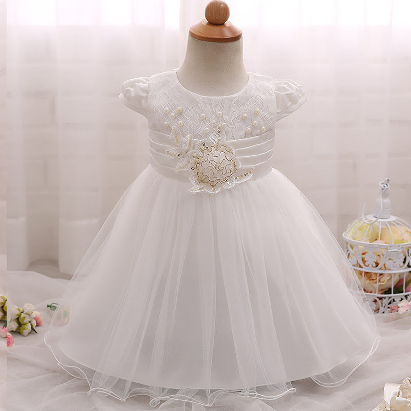 Toddler Girls Sequin Gown Dress Lace Children Shirt Summer Sleeveless Toddler Bright Beads Children's Dress