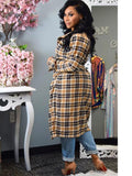 Women's Plaid Lapel Mid-Length Trench Coat