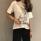GVC T Shirt Summer Pure Cotton Deer Pattern Loose T-shirt for Women