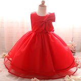 Toddler Girls Sequin Gown Dress Bowknot Multi-Layer Mesh Lace Princess Children Shirt