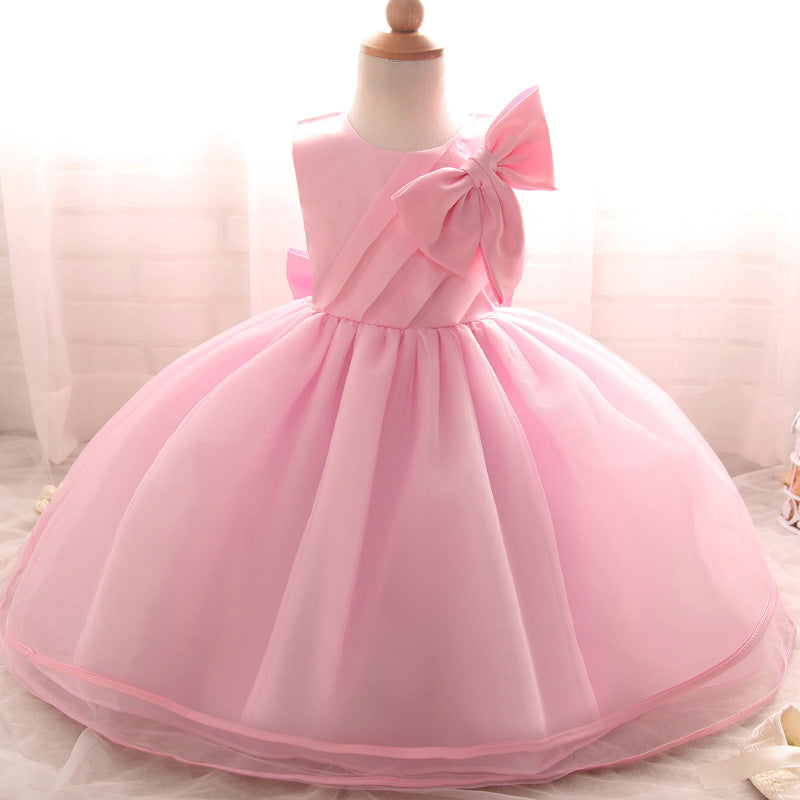 Toddler Girls Sequin Gown Dress Bowknot Multi-Layer Mesh Lace Princess Children Shirt
