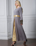 Muslim Women Stylish Kashibo Abaya Muslim Ladies Long Gown Islamic Clothing Jilbab Jalabiya Fashion Chiffon Stitching Long Sleeve Dress