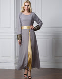 Muslim Women Stylish Kashibo Abaya Muslim Ladies Long Gown Islamic Clothing Jilbab Jalabiya Fashion Chiffon Stitching Long Sleeve Dress