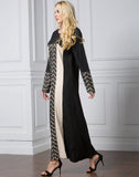 Muslim Women Stylish Kashibo Abaya Muslim Ladies Long Gown Islamic Clothing Jilbab Jalabiya Fashion Lace Stitching Long Sleeve Dress
