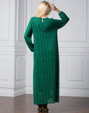 Muslim Women Stylish Kashibo Abaya Muslim Ladies Long Gown Islamic Clothing Jilbab Jalabiya Long Sleeve Round Neck Fashion Lace Dress