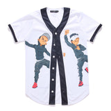 Baggy Baseball Jersey Men's Short Sleeve Baseball Shirt Digital Printed Cartoon