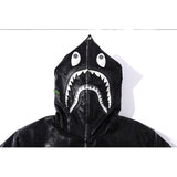 Shark Print Jacket Shark Head Little Dinosaur Embroidered Leather Jacket Men'S And Women'S Zipper Jacket