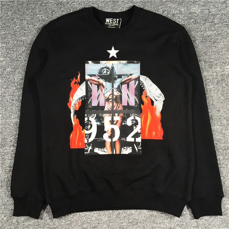 GVC Hoodie 952 Flame Pattern Fashion Cotton Sweater for Men and Women