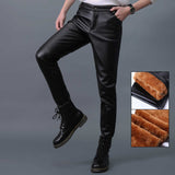Mens Leather Pants Fall Slim Fit Leather Pants Men's Skinny Pants Tight Elastic Trend Motorcycle Leather Pants Leather Pants