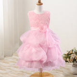 Toddler Girls Sequin Gown Dress Girls' Skirts Princess Dress with Corsage Color Net Dress Performance