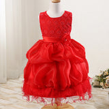 Toddler Girls Sequin Gown Dress Girls' Skirts Princess Dress with Corsage Color Net Dress Performance