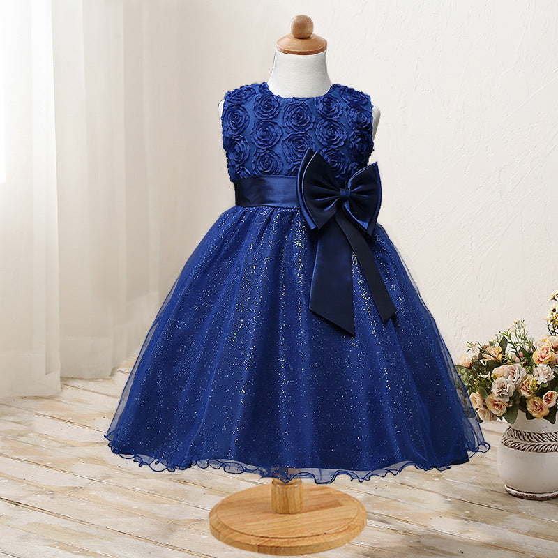 Toddler Girls Sequin Gown Dress Bowknot Girls One-Piece Dress Wedding Dress Dress Princess Children Shirt