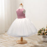 Toddler Girls Sequin Gown Dress Girls' Dress Inserted Beads Tulle Skirt Hundred Days Baby Baptism Dress