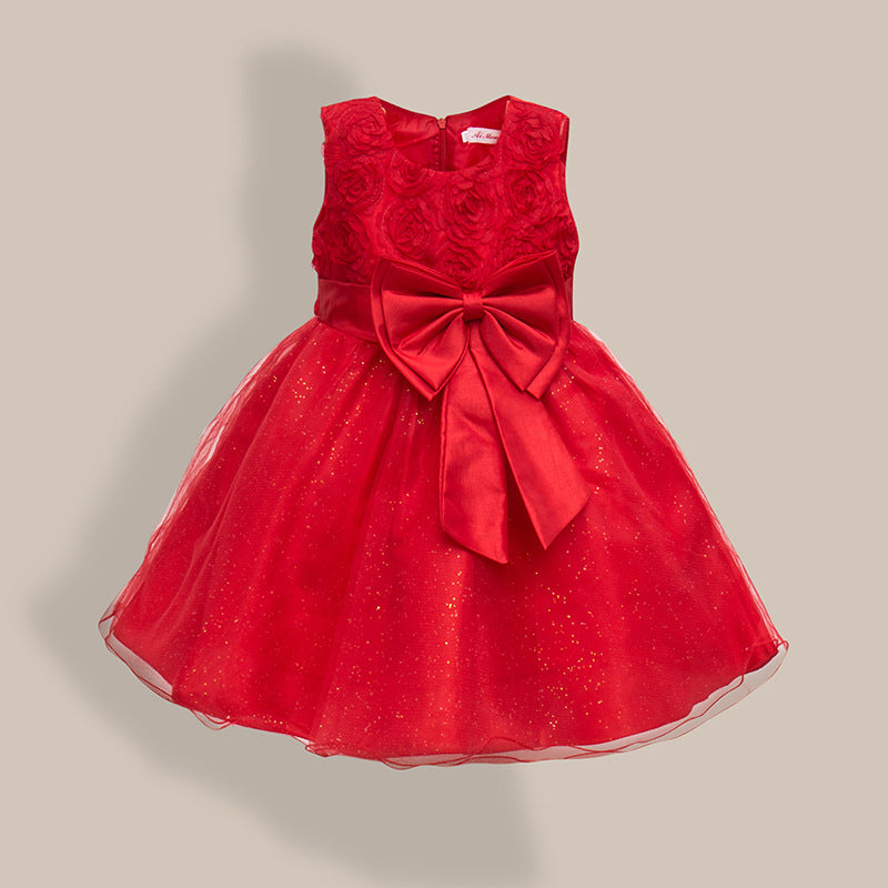 Girl Dress Princess Gown Dress Big Bow Seven-Color Dress