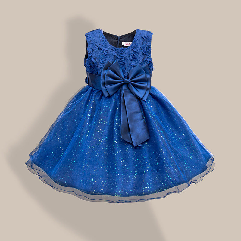 Girl Dress Princess Gown Dress Big Bow Seven-Color Dress