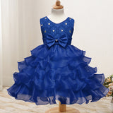 Toddler Girls Sequin Gown Dress Children Shirt Lace Girl Dress Inserted Beads Bow Princess Dress
