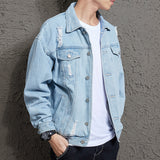 Paisley Denim Jacket Fall Winter Men Denim Coat Jacket Loose