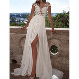 See through Wedding Dress Sexy Lace Split Evening Dress
