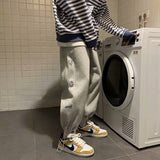 Men Pants Men's Loose Drawstring Casual Trousers Straight