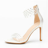 Nude Heels for Wedding Sandals Zipper Stiletto Heels